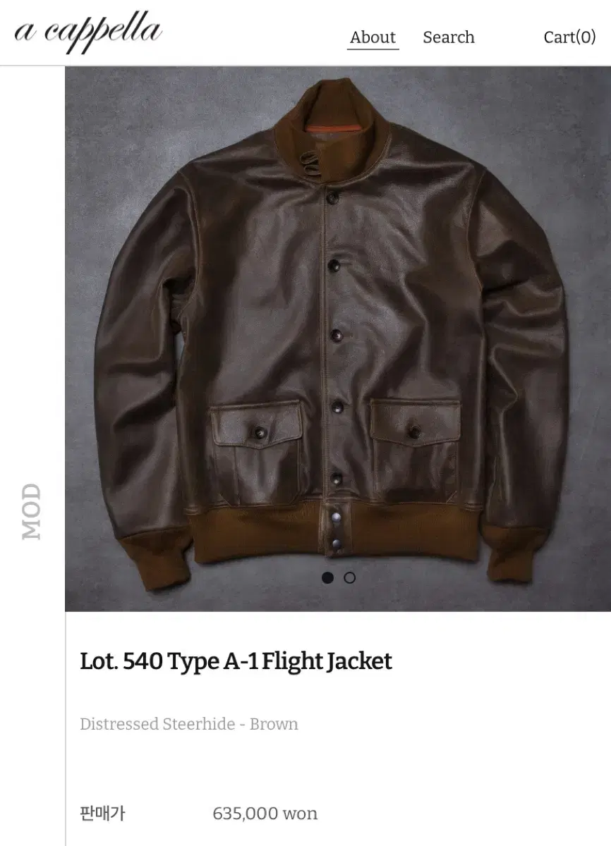 아카펠라클로딩 Lot. 540 Type A-1 Flight Jacket